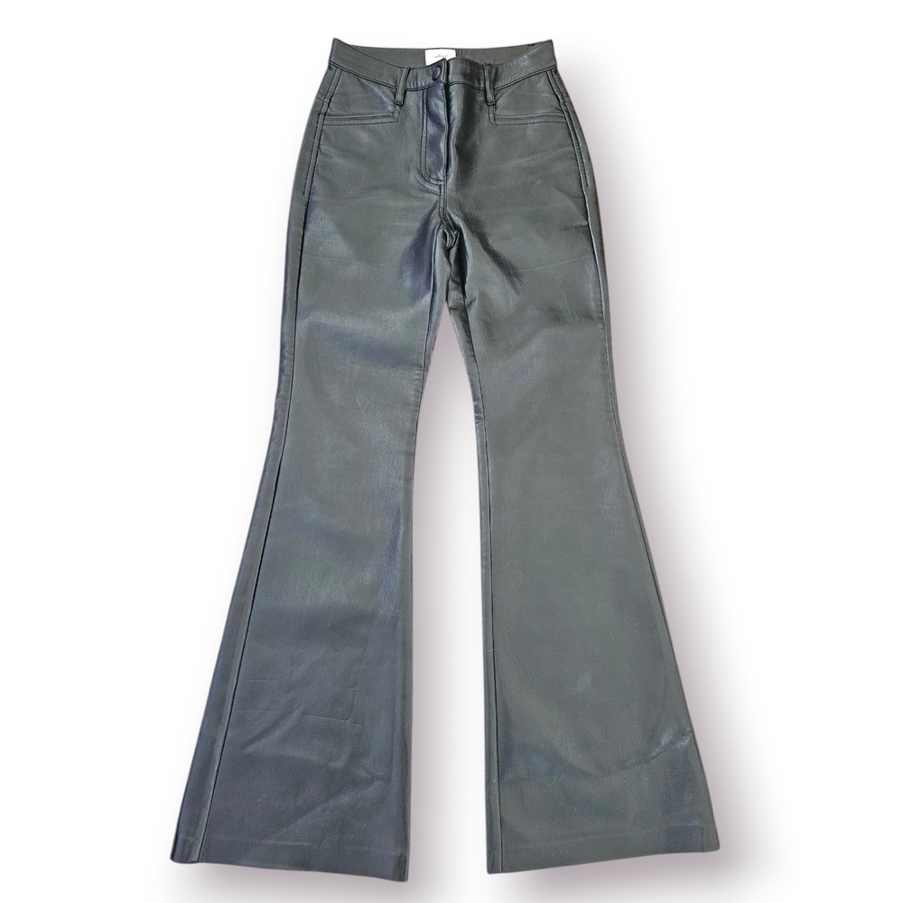 Wilfred Aritzia Black Soft Faux Leather Flare Hight Waist‎ Grunge  Pants Sz 00